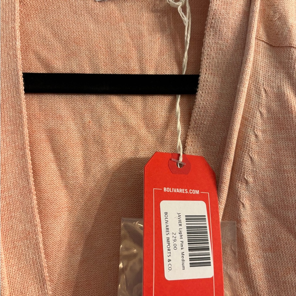 Bolivares Peach Button-Up Sweater cardigan long sleeve new M cotton Easter - Picture 3 of 4